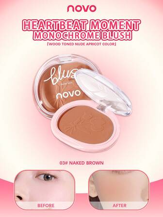 NOVO Highly Pigmented Matte Blush, Natural Puff Up Effect, Brightening, Enhances Complexion, Long-Lasting, Suitable For Natural, Date, And Elegant Makeup Looks