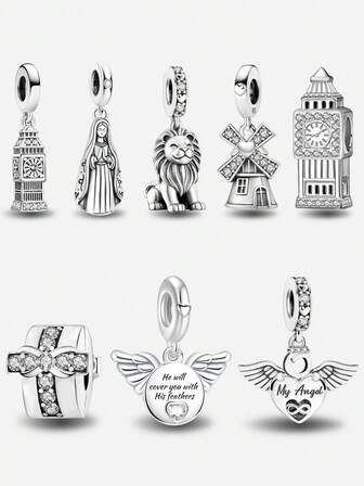 1 pieza Colgante con diseño del Big Ben con destellos, adecuado para pulseras DIY y joyería de mujer