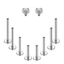 16g/18g Internal Thread Labret Jewelry Surgical Steel Lip Rings Stud Flat Back Medusa Monroe Lip Studs Nose Rings Studs Tragus Helix Cartilage Earring Piercing, 2/2.5/3/4/5mm CZ{"Color_name":"16G-2mmCZTop"} - 16g-2mmCZ頂部 - 查看 1
