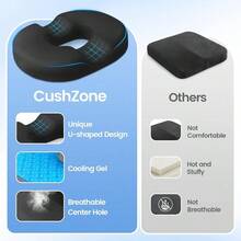 Donut Pillow Seat Cushion - Cooling Gel Floor Pillow Memory Foam Floor Cushion For Office And Home Car Seat Hemorrhoids Pillow Sciatica And Tailbone Pain Relief Chair Cushion Black - 黑色+17吋 x 13.5吋 x 2.8吋 - 查看 5