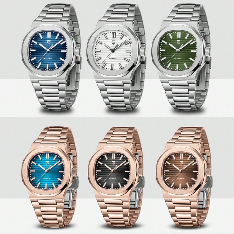 Reloj clásico vintage azul de acero inoxidable para hombres PAGANI DESIGN, con cristal de zafiro, luminoso, resistente al agua, PD-1728 - Unitalla - Añade 11