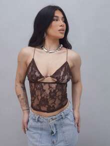 Transparent Contrast Bow Beach Cup Detail - Rỉ Nâu - Xem 1