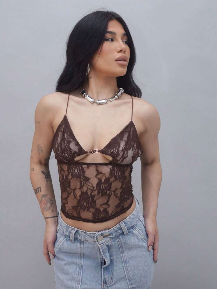 Transparent Contrast Bow Beach Cup Detail - Rỉ Nâu - Xem 1