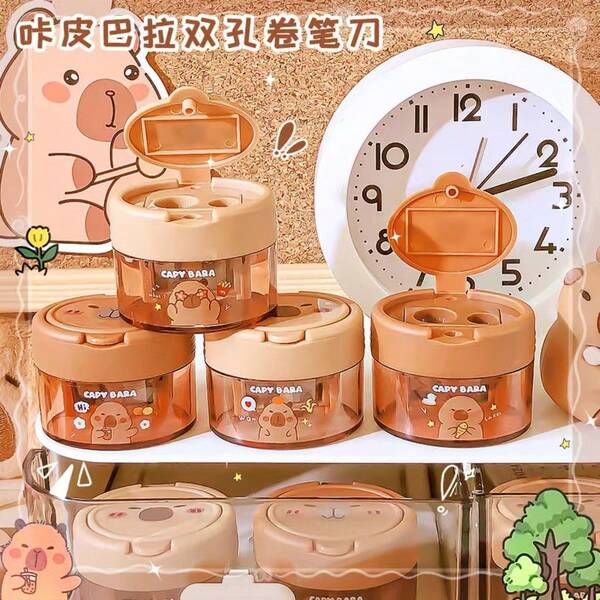 1 Stück lustiger Klapptop Doppelloch Bleistiftspitzer, kreative Cartoon Mini Bleistiftspitzer, Bleistiftspitzer (Zufallslieferung)