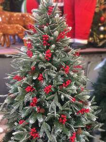 20 Stück künstliche rote Beeren Weihnachtsdekoration - glänzende Plastikbeeren, ohne Federn, ohne Draht nötig, leuchtende Farbe für Innen-/Außenweihnachtsbaum & Heimdekoration, Weihnachtsparty Dekorationen, festliche Heimakzente, natürlichelanganhaltend langlebiges Dekorationselement, realistische Textur, leichte Ornamente, saisonale Dekorateure - Rot - Übersicht 4