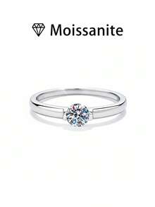 1枚女士结婚戒指 - Sherise戒指，1.8克925纯银，0.5克拉莫桑石，波西米亚宫廷风格，订婚、结婚、周年纪念、情人节礼物，附赠莫桑石证书和精美礼盒