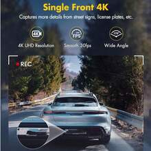 Cámara de salpicadero 4K WIFI Ultra HD, compatible con hasta 256GB, pantalla IPS de 3.73", sensor G incorporado, ángulo de visión de 170°, monitoreo de estacionamiento las 24 horas, rango dinámico amplio, visión nocturna, cámara frontal HD, grabación en bucle, compatible con 256GB, incluye tarjeta de memoria de alta velocidad de 64GB, cámara de salpicadero para automóvil, cámara de salpicadero para smartphone, video de alta calidad