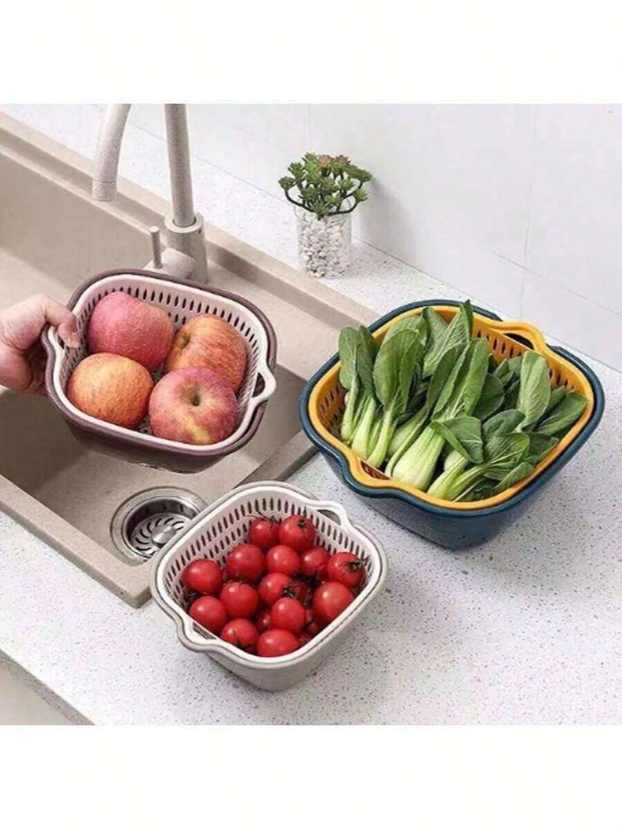 Set de 6 cestas de drenaje, organizador de almacenamiento de frutas y verduras de cocina (color aleatorio) - Multicolor - Ver 1