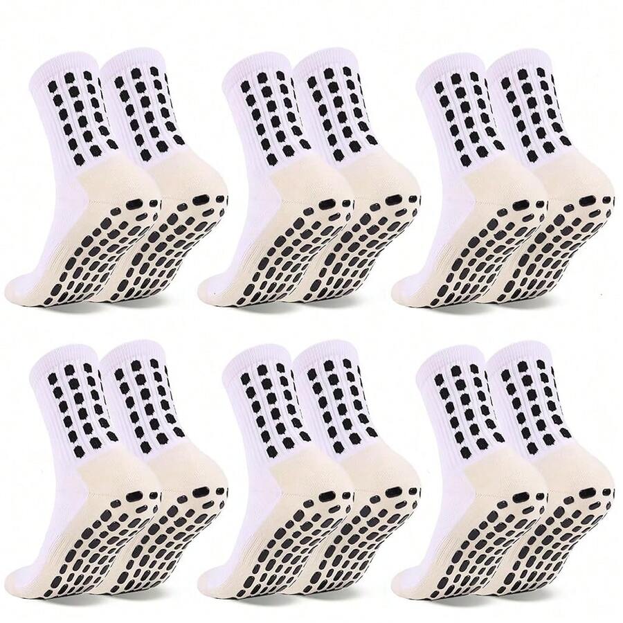6 Pairs Grip Soccer Socks Colorful Non Slip Sports Football Basketball Hospital Yoga Socks For Men Women{"Size_name":"OneSize","Color_name":"6pairs-White-1"} - 6 đôi-trắng-1 - Xem 1