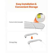 Light Grey 4 Bow Boat Bimini Top - 600D Waterproof Polyester Canopy Awning With Storage Bag, Replacement Cover 96"L X (91"-96")W, UV Protection, Easy Setup