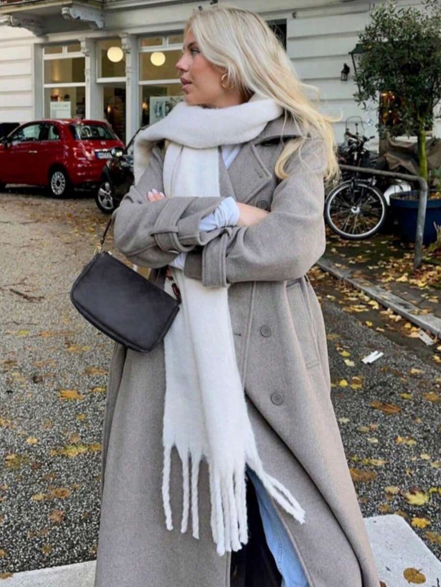 1 pieza Bufanda de invierno blanca con flecos para mujer, con múltiples formas de usar, como turbante, chal, bufanda, regalo para damas, bufanda cálida contra el viento y el frío de uso multifuncional, para viajes diarios y otros usos