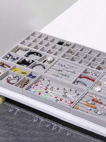 9 pezzi Vassoio in velluto per gioielli, organizer per gioielli con scomparti separati, espositore impilabile per orecchini, collane, bracciali, anelli, fermagli per capelli, fasce, ecc. San Valentino Ritorno a Scuola