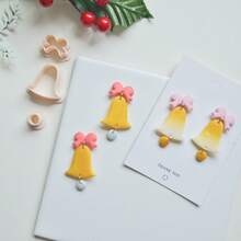 3 buc Kituri de bijuterii pentru confecționarea clopoțeilor de Crăciun, clopoțel în relief cu design de frunze de ilex, tăietoare de cercei din lut polimeric, matrițe de tăiat lut pentru festivalul de iarnă pentru decorarea pandantivelor și colierelor