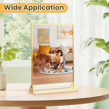 3pcs Acrylic Sign Holder, Double-Sided Gold Display Stand Frame T-Shape 5"X7" (12.7X17.8cm), Suitable For Table Numbers, Menus, Flyers, Weddings, Offices, Photos And Art Displays - Gold - View 6