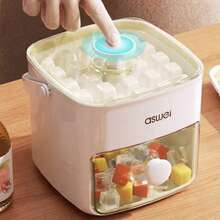 48-Cube Portable Ice Maker With Dual Layer Design & Ice Tongs - White - View 3