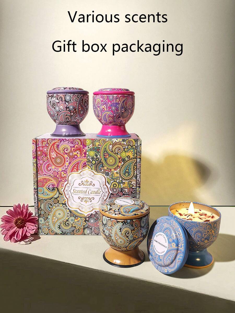 1pc/4pcs Dried Flower Scented Candle In Goblet Jar, Aromatherapy Candles,Natural Floral Scented Candle,Forest Scented Candle,In Tall Glass Jars, Feature Exquisite Patterns And Are Perfect For Decoration And Ornaments. They're Ideal For Aromatherapy And Various Holiday Decorations, Making Them The Perfect Gift For Friends And Family, Christmas Decorations
