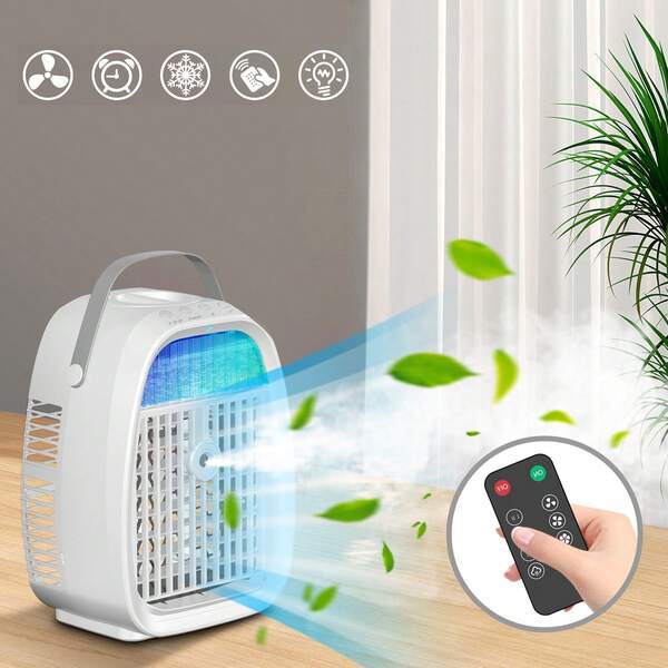 USB Powered Portable Air Cooler, 4 In 1 Humidifier Air Conditioners Fan, Multifunctional Air Cooler With 7 Color Light, Air Cooler Fan For Room Bedroom Office Desk