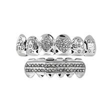 1 Set Personalized Playing Card Rhinestone Teeth Grillz, Fashionable Hip Hop Teeth Jewelry For Music Festivals