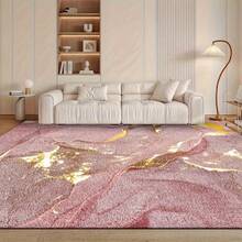 850gm², Soft Thickened Area Rug, Light Luxury Simple Style Flowing Gold Powder Pattern Carpet, Mainly Pink With Gold, Machine Washable, Soft And Comfortable, Lightweight, Suitable For Bedroom, Living Room, Office, Indoor Game Room, Silky Smooth Like Dream Silk, Suitable For Christmas, Halloween, Thanksgiving, Father's Day, Mother's Day, Independence Day, Day Of The Dead, Labor Day - 彩色 - 查看 2
