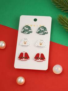 Christmas Women's Earrings, Fashionable Petite Christmas Reindeer Earrings, Cute Acrylic Printed Earrings, Christmas Earrings