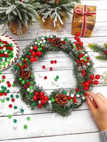 500pcs- Mini Christmas Pom-Poms, Red, Green, And White Glitter Pom-Poms For DIY Holiday Crafts And Christmas Decorations, Ideal For Crafting Christmas Hat Accessories - Multicolor - View 5