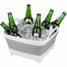 2 Pack Dishpan Washing Dishes, 2.4Gal9L Wash Basin With Draining Carry Handles, Collapsible Bucket Cleaning, Portable Sink, Foldable Plastic Tub - 綠色和灰色 + 2 x 9L - 查看 7