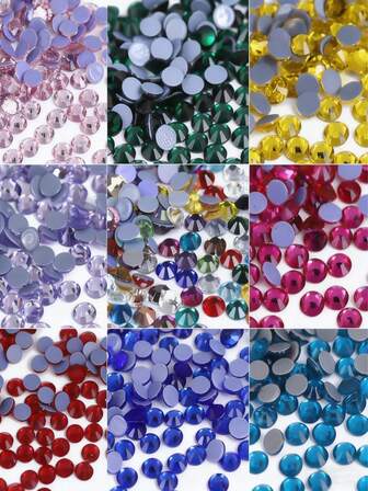 1,9*2,0 mm/0,074*0,078 pulg. - Fondo con pegamento Pucci de varios colores, perforación plana de vidrio caliente, perforación redonda, decoración de ropa Odey DIY