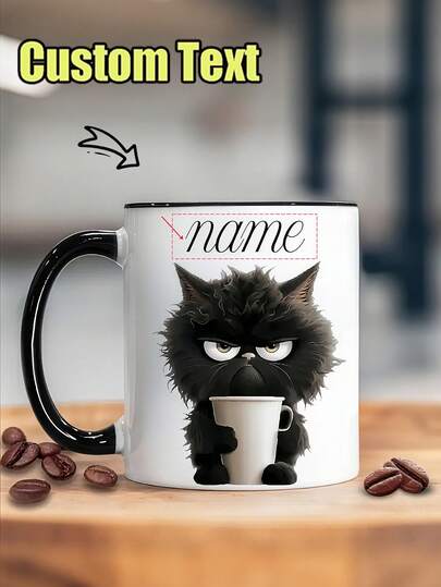 1pc Customized Name Personalized Gift White Ceramic Mug, Unique Gift Suitable For Special Occasions, Personalized Photo Coffee Cup, Customized Camping Mug, Customized Christmas Gift, Personalized Anniversary Memorial Photo Mug, Perfect Gift For Family, Friends And Babies, Personalized Halloween Ceramic Cup, Customized Mug, Customized Coffee Cup