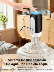 Bebedero eléctrico, bomba de agua recargable para bebederos portátil con interruptor de botella apto para botellas universales de 2 a 5 galones, ideal para el hogar, oficina, viajes, camping. Artefacto mágico de aspiración de agua embotellada con bomba recargable, bebedero, bomba de aspiración, bebedero eléctrico de 5 galones, interruptor portátil recargable por USB. - Negro - Ver 4