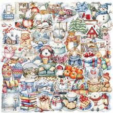 50 Stücke Winter Schneemann Schnee Szene Handschuhe Aufkleber, PET transparente dekorative Pinguin Aufkleber für Scrapbooking Notizbuch - Verschiedenfarbig - Übersicht 13