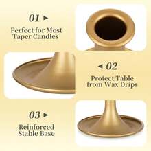 Gold Taper Candle Holder Set Of 2/6/12, Short Skinny Brass Candlestick Holders, Vintage Small Low Metal Candles Sticks For Wedding Centerpieces Christmas Birthday Party Holiday Dinning Table Decor