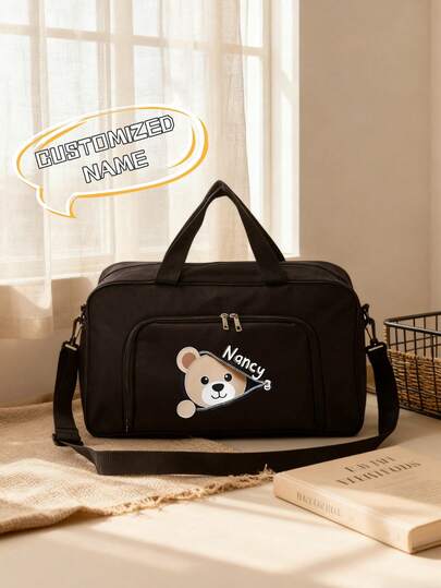 A Personalized, Bear-Printed Zippered Travel Bag With Multiple Compartments And A Nylon Zipper Closure. Perfect For Training, Swimming, Fitness, Sports, And Outdoor Activities. You Can Personalize It With Your Name Or Holiday Greetings, Including Your Name, Initials, Lucky Numbers, And More.