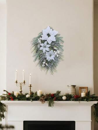 1pc Artificial Plant Pine Needle Hanging Decor, For Home Living Room Fireplace Window Seasonal Atmosphere Decoration, Gift For Weddings And Holiday Parties, Outdoor Courtyard Front Door Scene Setup