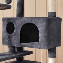 Butterslay 1PC 54″ Tall Cat Tree Tower, Multi-Level Cat Condo With 2 Houses, 2 Dangling Balls & 3 Scratching Posts For Kittens - Màu xám đen - Xem 6
