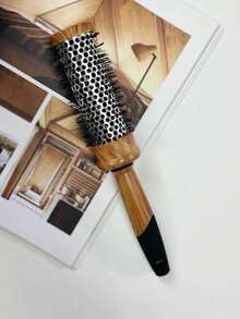 1PC Professional Round Comb Hair Brush Style, Detangling, Curling, And Blow Drying Comb For Smooth, Silky Hair, Easy To Use, Heat Resistant, Gentle On Hair, Ideal For Salon And Home Use, All Hair Types, Anti-Static, Birthday/Festive Gift, Wood Pattern Plastic Comb, 5 Sizes Boy Valentine Heart Valentine - Wood Pattern - View 11