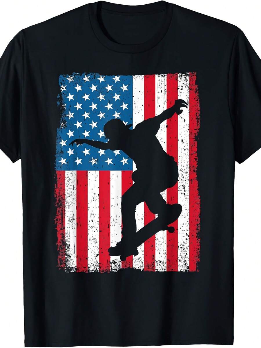 Skateboard An Flag Vintage Skateboarder USA Flag Wo Kids T-Shirt - 款式16 - 查看 1