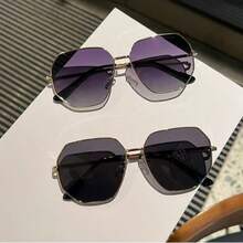 1pc European And American Style Sunglasses, High-End Sun Protection Sunglasses For Women, Summer Polygonal UV-Blocking Shades, New Fashion Design