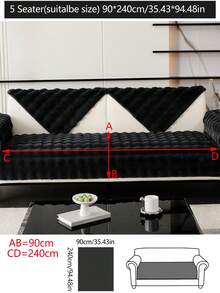 1pc All Season Thickened Sofa Cushion Cover, Non-Slip Sofa Slipcover, Dust-Proof And Dirt-Resistant, Machine Washable, Non-Shedding And Fade-Resistant, Plush Black Home Decor Pet-Friendly Protective Cover, Suitable For Bedroom, Office, Living Room, L-Shaped Sofa And 1/2/3/4 Seat Sofa