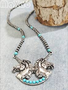 Women's Retro European & American Bohemian Style Western Pendant Necklace, Suitable For Daily Wear, Add To Your Jewelry Box