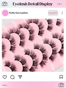 Asiteo 7 Pairs/Set 3D Faux Mink Lashes, Fluffy & Voluminous, D-Curl, Full Strip Lashes, Suitable For Party Or Daily Makeup - 濃密款 - 查看 4