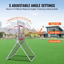 Baseball And Softball Rebounder Net, 3.5 X 6 Ft PitchBack Baseball Pitching Nest, Softball Pitchback Net, Fielding Trainer, Bounce Back Net For Fielding Or Throwing Practice, 5 Adjustable Angles - Multicolor - View 3