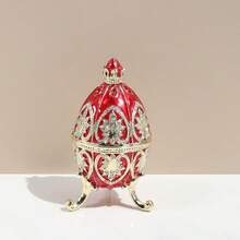 SIQIZHOU 1pc Egg-Shaped Jewelry Box, Alloy Enamel Decorative Jewelry Box For Earrings, Necklace, Ring, Green British Style Russian Egg Jewelry Box, Colorful Egg Jewelry Box, Russian Rhinestone European Home Decor - British Style - View 13