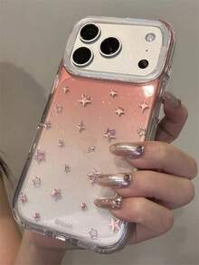 Funda de teléfono suave y semitraslúcida con estrellas chapadas en oro, compatible con iPhone 17 Pro Max, 17 Pro, 17 Air, 17, 16 Pro Max, 16 Pro, 16, 15 Pro Max, 15 Pro Max, 15 Pro, 14 Pro Max, 14 Pro, 13, 12 Pro Max, 11, con cubierta trasera resistente a golpes - polvo translúcido - Ver 4
