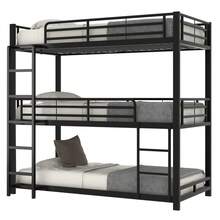 (=WX000520AAB) 90x200cm Metal Bed Frame, Bunk Bed, Iron Bed, Triple Bunk Bed For Children, Teenagers And Adults, Black - Black + Metal + 90cm*200cm - View 3