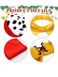 Conjunto de 3 piezas de disfraz de adulto de Rey y Reina para Navidad, con bata roja, capa, corbata de moño amarilla y cinturón, adecuado para fiestas de disfraces de Navidad y Halloween