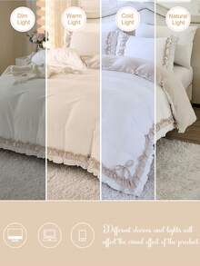 三件套可爱蝴蝶结荷叶边被套组(1个被套+2个枕套,不含被芯),复古优雅风格床上用品,卧室及房间装饰,理想礼物,复古别致家居纺织品 - 彩色 - 查看 9