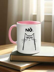 1pc 11oz Mug Saying Cat, Nope, Just No, Cat, Mug Cat Funny, Gift Idea Cat Lover, Office Mug, Cat Mug,Christmas Decorations,Fun Gift For Birthdays, Holidays & Parties, Ideal For Friends, Coffee Bar Accessories, Reusable,Christmas, Graduation - Hand Wash Only, Ideal For Hot & Cold Drinks, Room Decoration,Winter Drinkware, Thoughtful Present, Family Keepsake,Valentines Day Gifts,Wedding