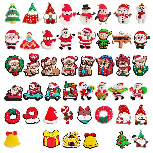 20/40/30PCS Christmas Randow Shoe Charms Set, PVC Shoe Decorations For Beach Bag, Shoe Accessories Charms, Gift Idea For Birthday Christmas Valentine's Day Halloween Party Favors