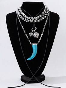 3 piezas Collar vintage de moda multicapa, adecuado para hombres y mujeres, uso diario y regalo