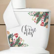 1pc Christmas Wreath Border Static Cling Window Film - 2D Glass Sticker With Red Berries, Pine Cones Design, Self-Adhesive Easy Peel & Stick, Removable PVC Decorative Film For Home/Office Holiday Window Decor - Multicolor - View 11